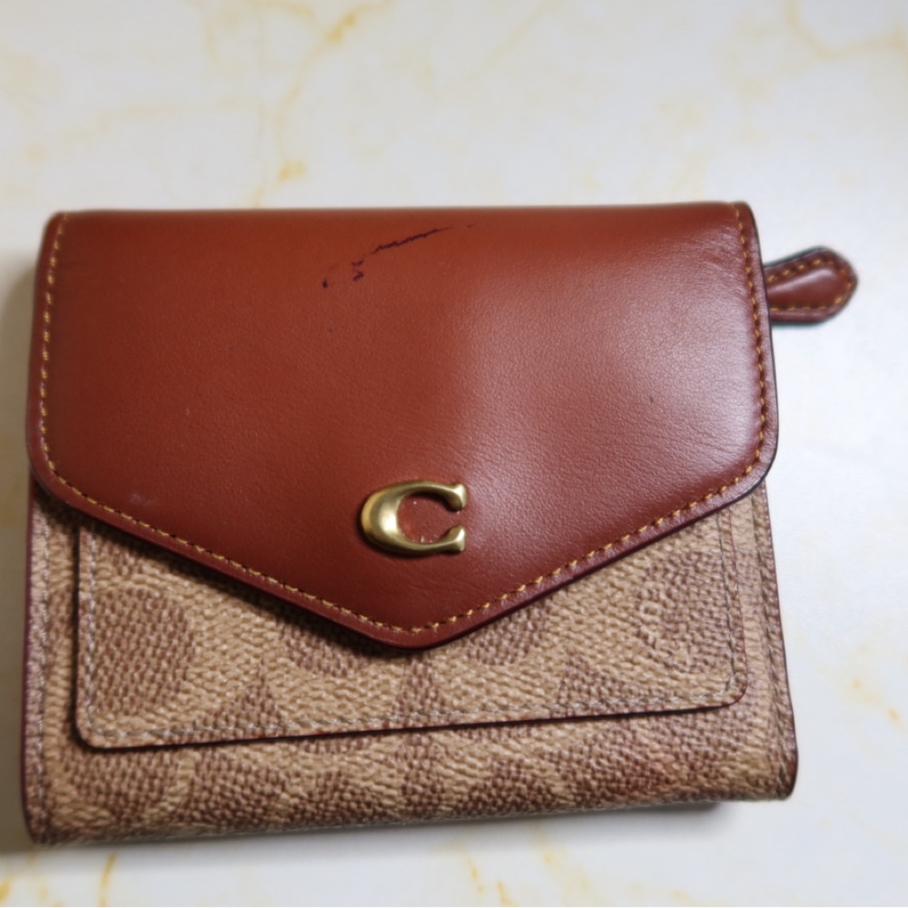 Brown and Tan Wallet with Gold Accent